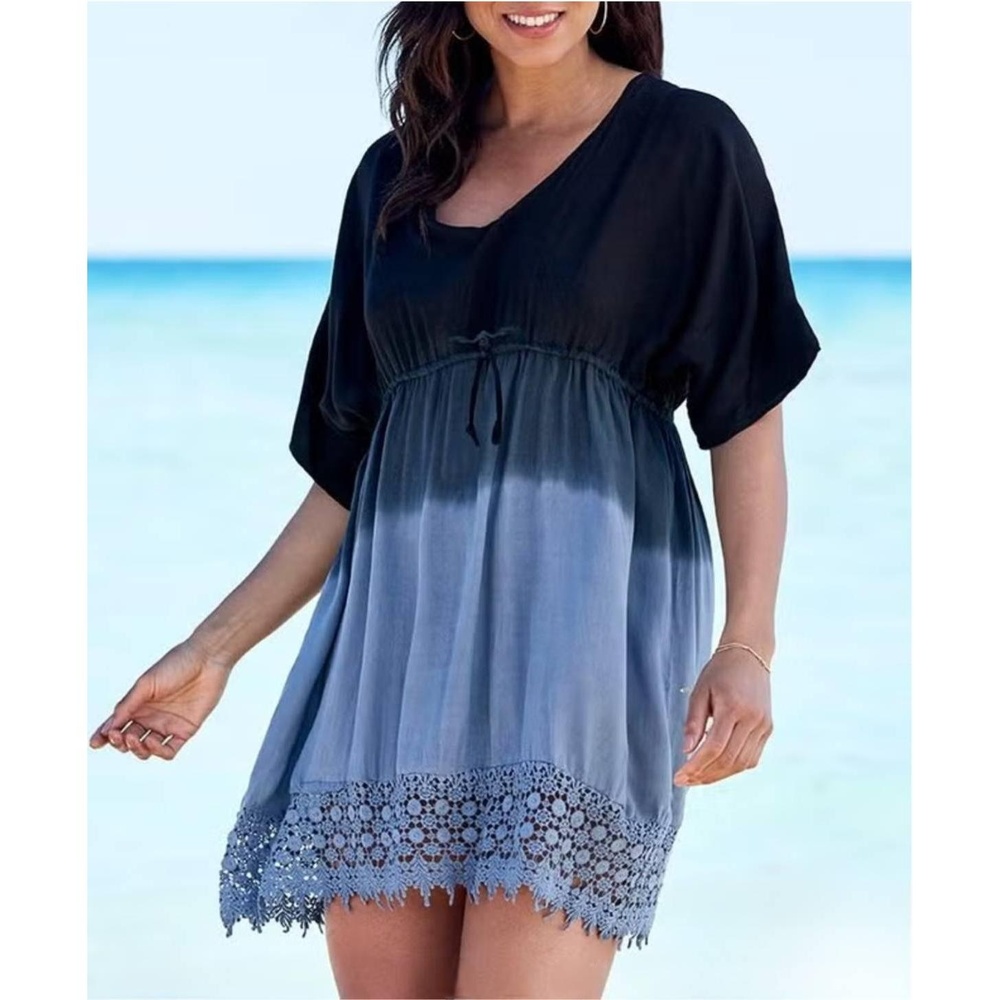 SWIMSUITS FOR ALL Renee Ombre (Black/Blue) Swimsuit Cover Up Womens Size‎ 18/20